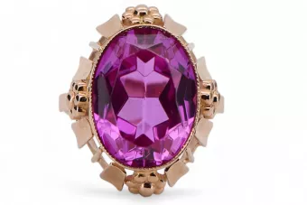 Аметист Оригинално ретро 14k розово злато Пръстен Винтидж vrc043r